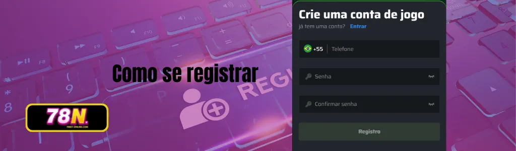 Tela de registro no site do 78N com